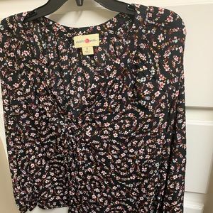 Black with white and blue flowers